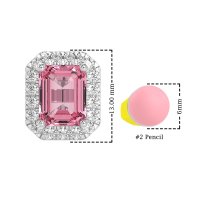 Emerald Cut Halo Stud Earrings