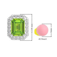 Emerald Cut Halo Stud Earrings