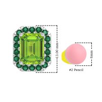 Emerald Cut Halo Stud Earrings