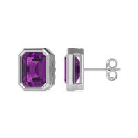 Emerald Cut Bezel Stud Earrings