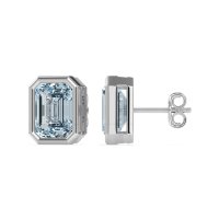 Emerald Cut Bezel Stud Earrings