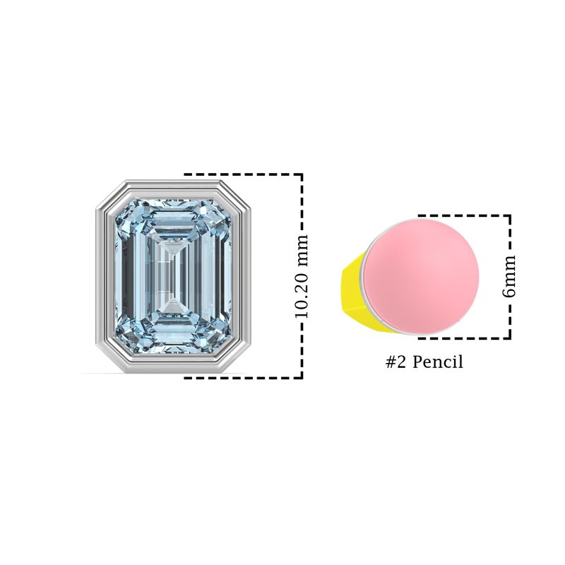 Emerald Cut Bezel Stud Earrings