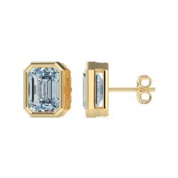 Emerald Cut Bezel Stud Earrings