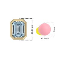 Emerald Cut Bezel Stud Earrings