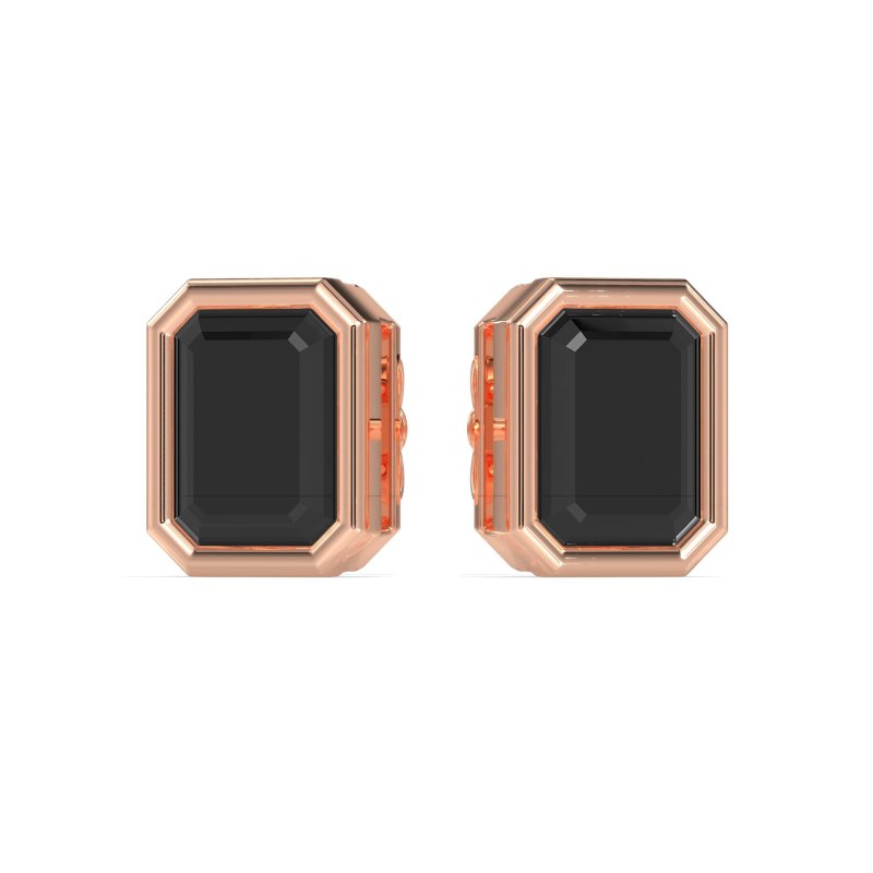 Emerald Cut Bezel Stud Earrings