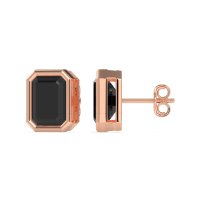 Emerald Cut Bezel Stud Earrings