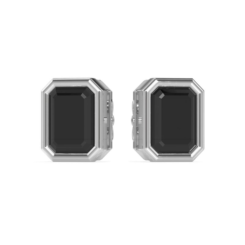 Emerald Cut Bezel Stud Earrings