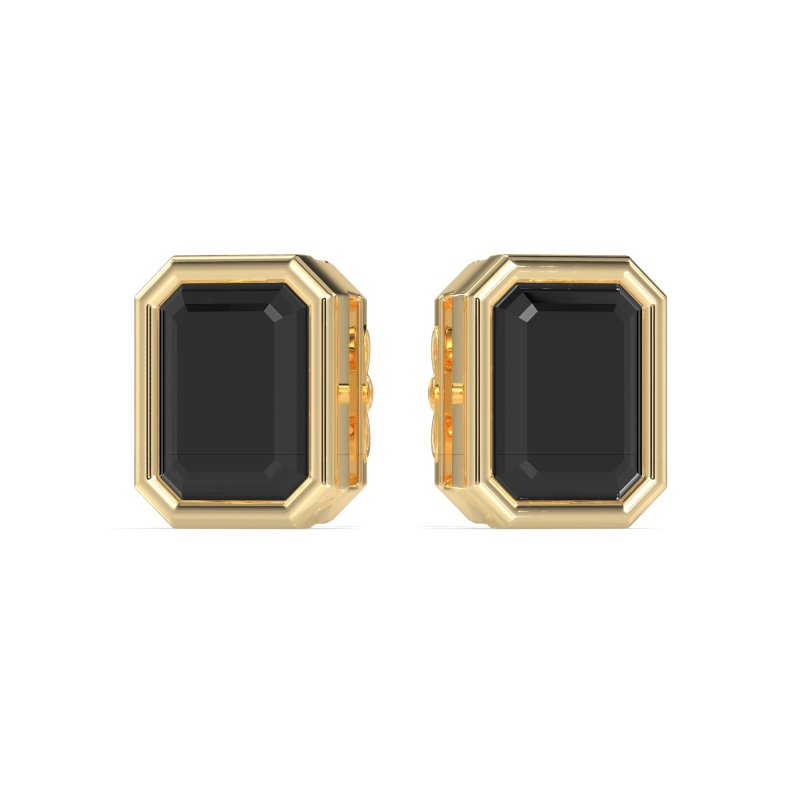 Emerald Cut Bezel Stud Earrings