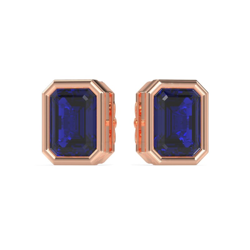 Emerald Cut Bezel Stud Earrings