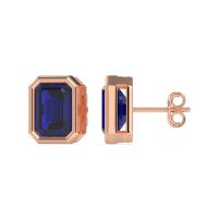 Emerald Cut Bezel Stud Earrings