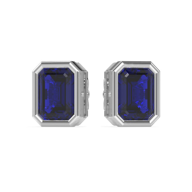 Emerald Cut Bezel Stud Earrings