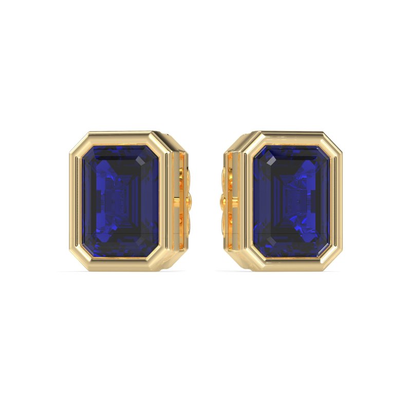 Emerald Cut Bezel Stud Earrings