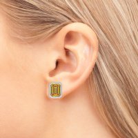 Emerald Cut Bezel Stud Earrings