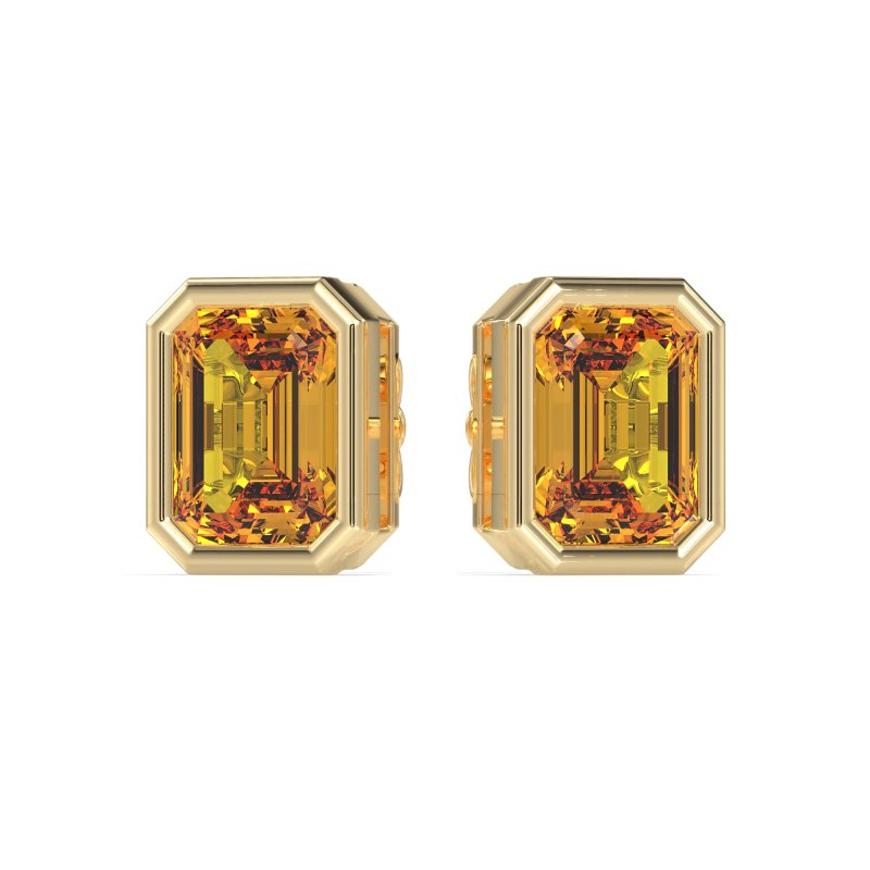 Emerald Cut Bezel Stud Earrings