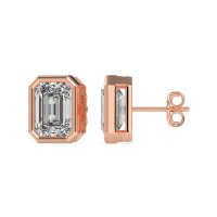 Emerald Cut Bezel Stud Earrings