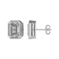 Emerald Cut Bezel Stud Earrings