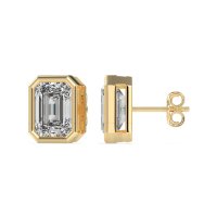 Emerald Cut Bezel Stud Earrings