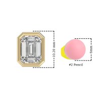 Emerald Cut Bezel Stud Earrings