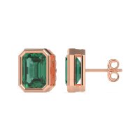 Emerald Cut Bezel Stud Earrings