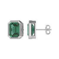 Emerald Cut Bezel Stud Earrings