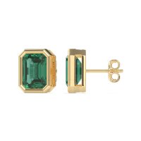 Emerald Cut Bezel Stud Earrings