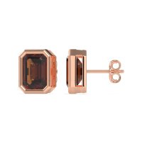 Emerald Cut Bezel Stud Earrings