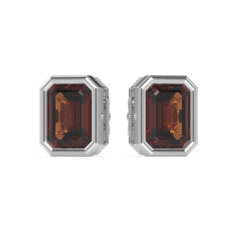 Emerald Cut Bezel Stud Earrings