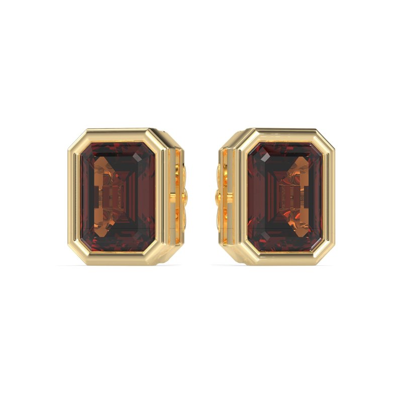 Emerald Cut Bezel Stud Earrings