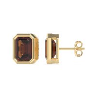 Emerald Cut Bezel Stud Earrings