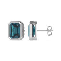 Emerald Cut Bezel Stud Earrings