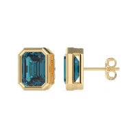 Emerald Cut Bezel Stud Earrings