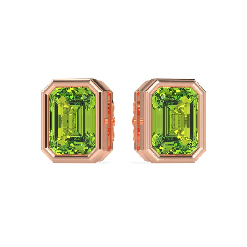 Emerald Cut Bezel Stud Earrings