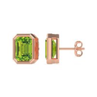 Emerald Cut Bezel Stud Earrings