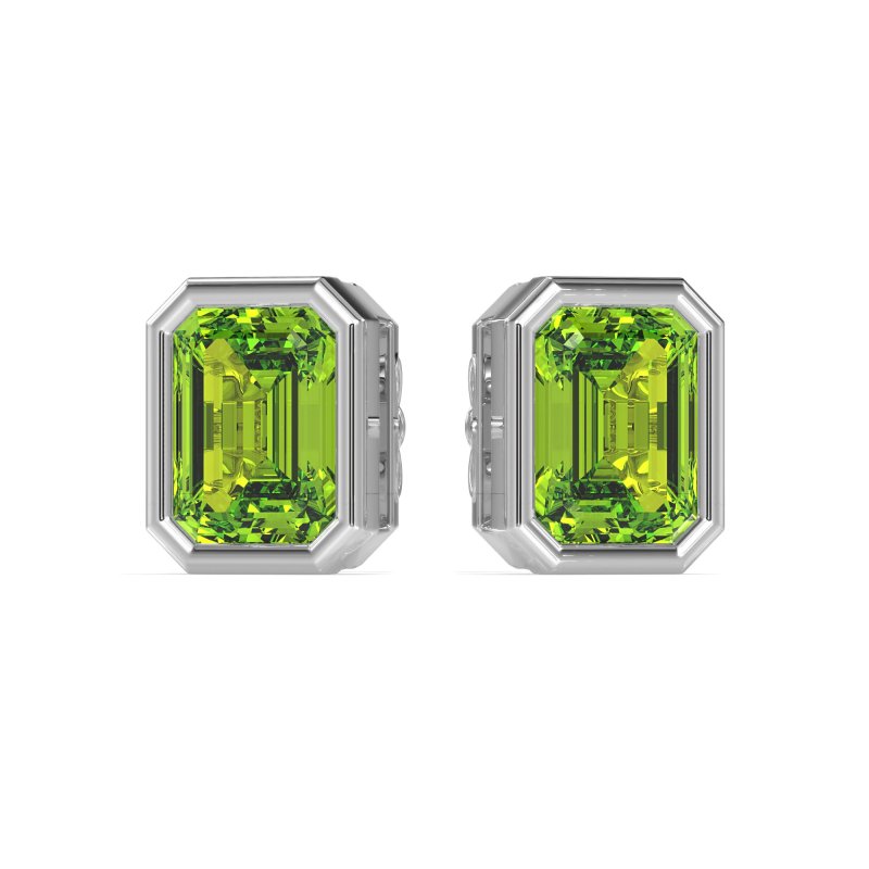Emerald Cut Bezel Stud Earrings