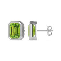 Emerald Cut Bezel Stud Earrings