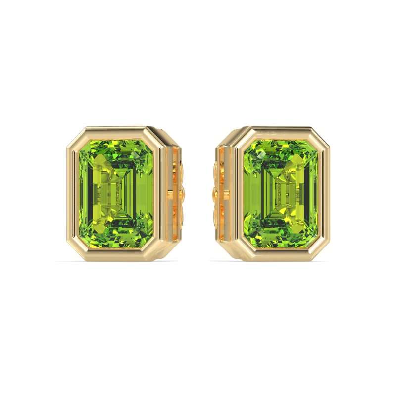 Emerald Cut Bezel Stud Earrings