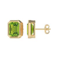 Emerald Cut Bezel Stud Earrings