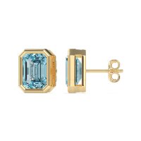 Emerald Cut Bezel Stud Earrings