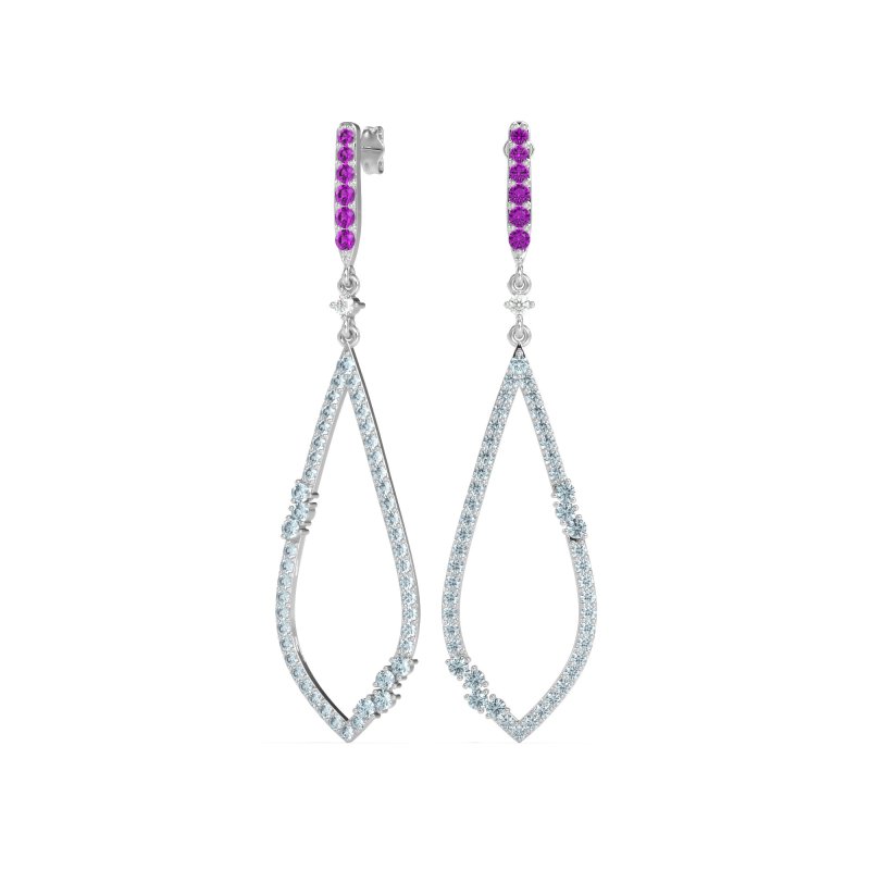 Pave Tear Drop Dangling Earrings