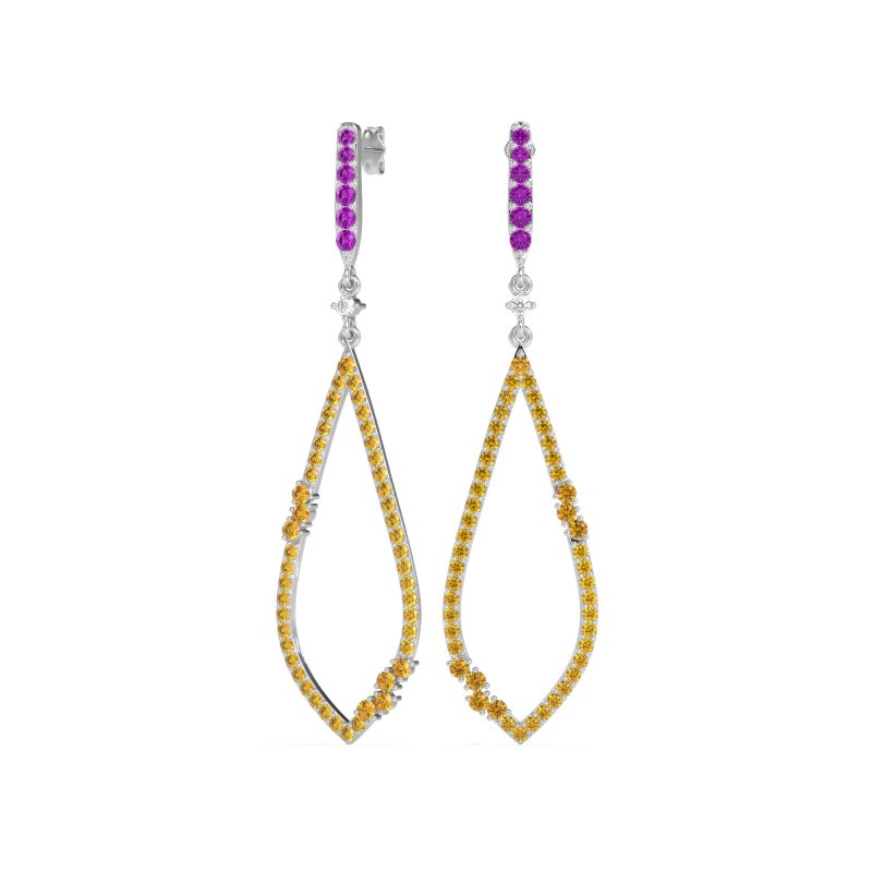 Pave Tear Drop Dangling Earrings