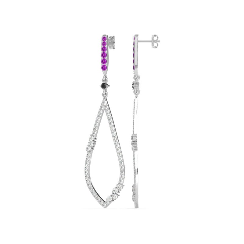 Pave Tear Drop Dangling Earrings