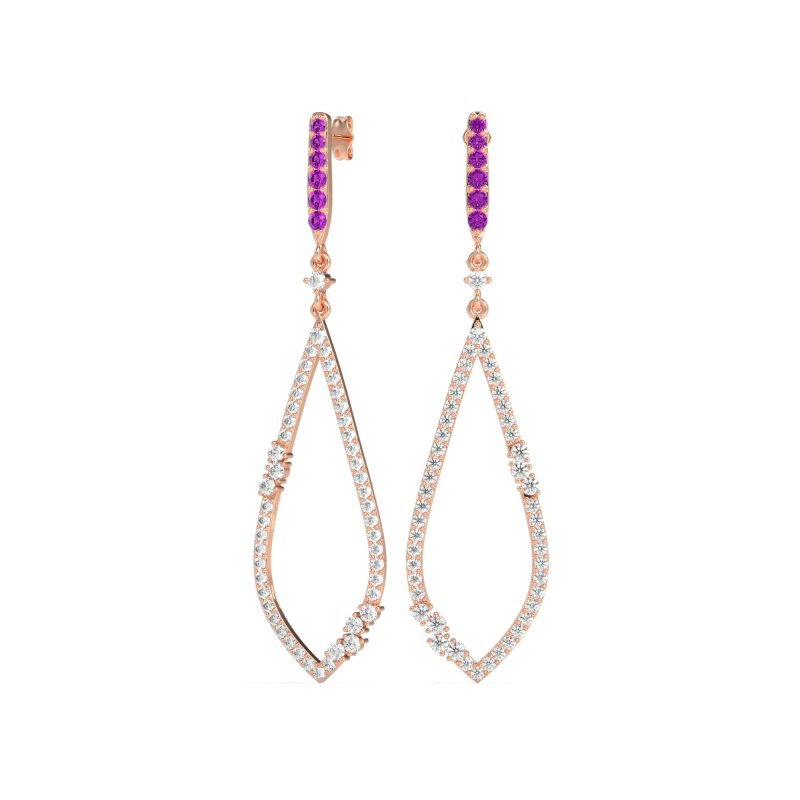 Pave Tear Drop Dangling Earrings