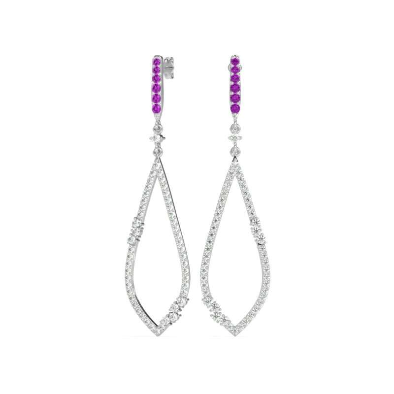 Pave Tear Drop Dangling Earrings