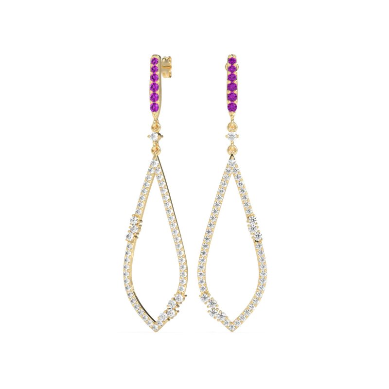 Pave Tear Drop Dangling Earrings
