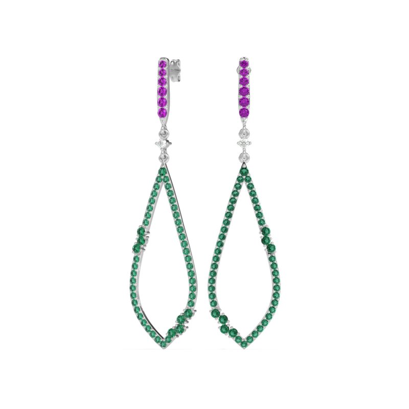 Pave Tear Drop Dangling Earrings