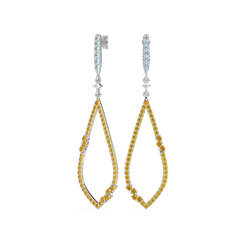 Pave Tear Drop Dangling Earrings