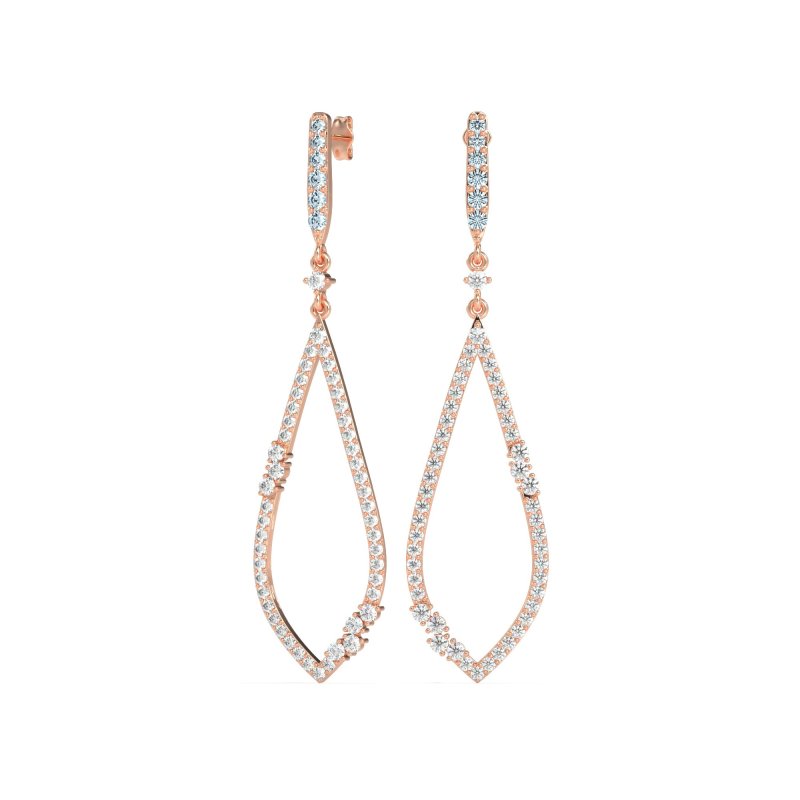 Pave Tear Drop Dangling Earrings