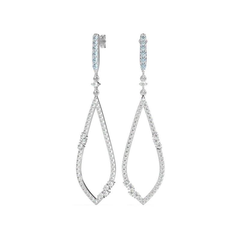 Pave Tear Drop Dangling Earrings