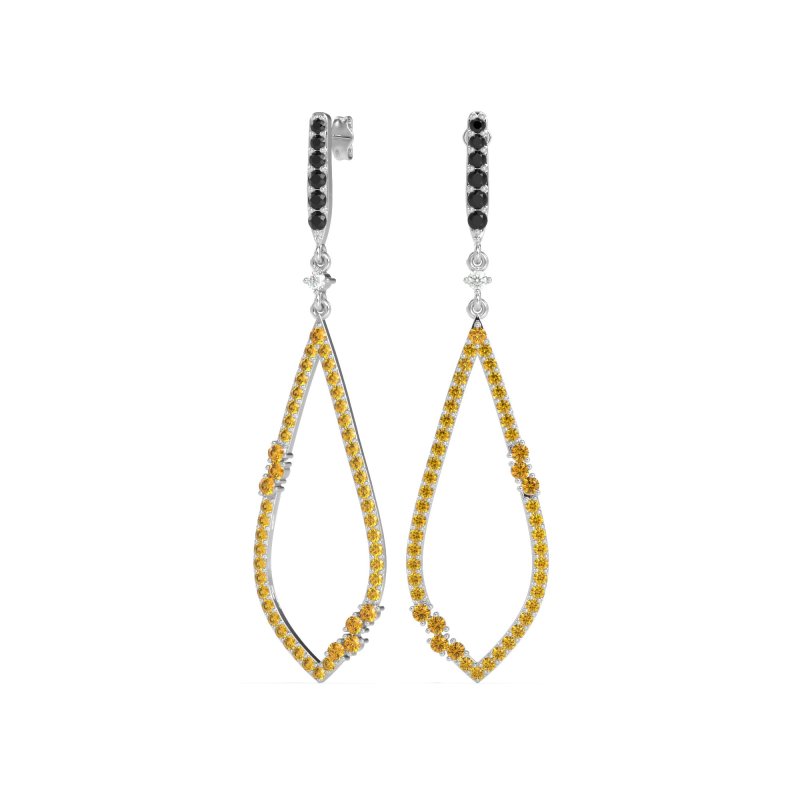 Pave Tear Drop Dangling Earrings