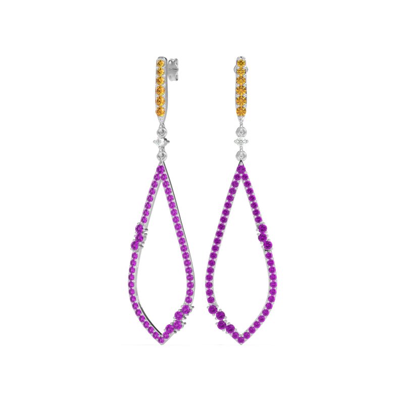 Pave Tear Drop Dangling Earrings